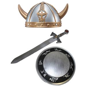 Carnaval verkleed set Viking/ridder - helm/zwaard en schild - middeleeuws