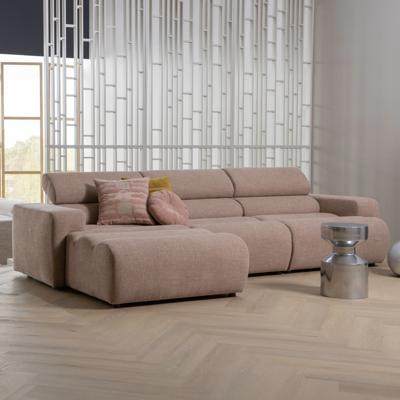 WOOOD Loungebank 'Novi' Links, Geweven melange stof, kleur Taupe