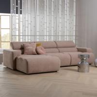 WOOOD Loungebank 'Novi' Links, Geweven melange stof, kleur Taupe