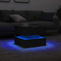 Salontafel met LED-verlichting 50x50x40 cm zwart eikenkleurig