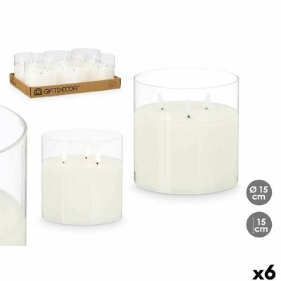 LED kaars GiftDecor Z23688 Wit Transparant 15 x 15 x 15 cm (6 Stuks)