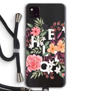 Hello in flowers: Pixel 4a 5G Transparant Hoesje met koord