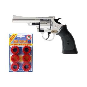 Cowboy speelgoed verkleed revolver/pistool - metaal - 12 schots plaffertjes - met 576 schoten