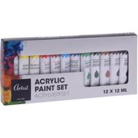 Acrylverf tubes in 12 kleuren 12 ml - Hobby/knutselmateriaal - Schilderij maken   -