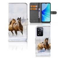 PPO A57 | A57s | A77 4G Telefoonhoesje met Pasjes Paarden - thumbnail