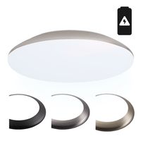 LED Bulkhead 38 cm - Plafondlamp met noodaccu - 25W 2600 Lumen - 6500K Daglicht wit - IK10 - Chroom - IP65 Waterdicht