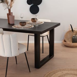 LivingFurn Eettafel Kala Mangohout en staal, 240 x 100cm - zwart