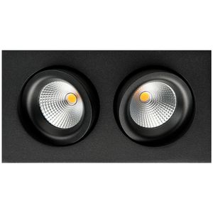 LED inbouwspot 2x 7W 2700K mat zwart dimbaar draai en kantelbaar vierkant JunistarSG 902596