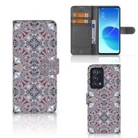 OPPO Reno 6 Pro Plus 5G Bookcase Flower Tiles - thumbnail