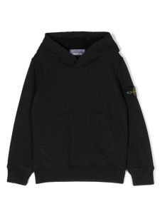 Stone Island Junior Compass-patch cotton hoodie - Noir