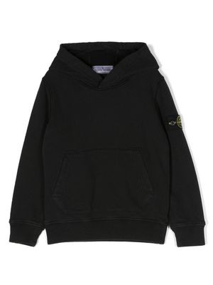 Stone Island Junior hoodie en coton à patch logo - Noir