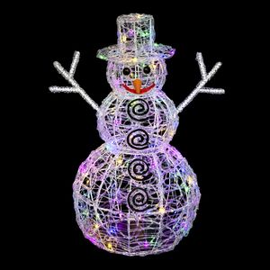 LED verlichte sneeuwpop figuur - 60 cm - 100 gekleurde lampjes - kerstverlichting