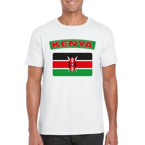 T-shirt met Keniaanse vlag wit heren