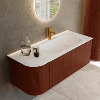 Badmeubel Mondiaz Kurve-Dlux | 115 cm cm | Meubelkleur Ruby | Wastafelkleur Opalo | Solid surface | Wasbak rechter zijde spoelbak | 1 kraangat