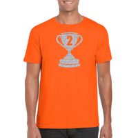 Zilveren kampioens beker / nummer 2 t-shirt / kleding oranje heren