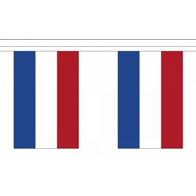 Luxe Nederland vlaggenlijn - polyester stof - 9 meter - 30 vlaggetjes - landen versiering