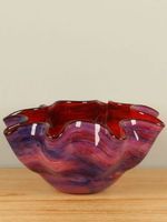 Glazen schaal rood/paars A012 - thumbnail