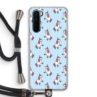 Eenhoorns overal: OnePlus Nord Transparant Hoesje met koord