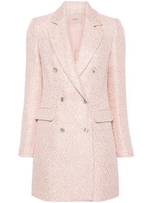 TWINSET manteau en tweed à boutonnière croisée - Rose