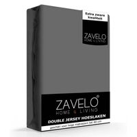 Zavelo Double Jersey Hoeslaken Antraciet-Lits-jumeaux (180x220 cm)