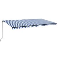 vidaXL Luifel handmatig uittrekbaar met LED 600x350 cm blauw en wit - thumbnail