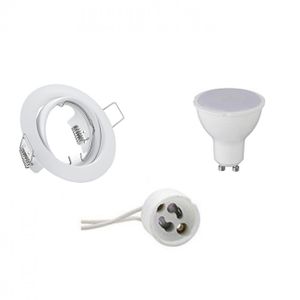 LED Spot Set - Aigi - Trion - GU10 Fitting - Inbouw Rond - Mat Wit - 6W - Warm Wit 3000K - Kantelbaar Ø83mm