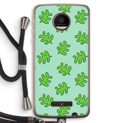 Groene blaadjes: Motorola Moto Z Force Transparant Hoesje met koord