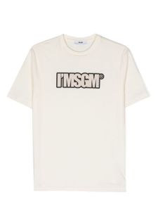 MSGM Kids t-shirt en coton à logo imprimé - Tons neutres