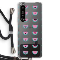 Smiley watermeloenprint: Sony Xperia 1 III Transparant Hoesje met koord