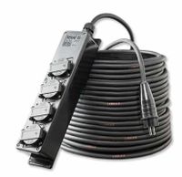 Verdeeldoos zwart 4x schuko 16A 250V 25 meter kabel 3x2.5mm² Keraf