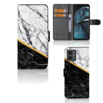 Motorola Moto G14 | Bookcase | Marmer Wit Zwart - Origineel Cadeau Man