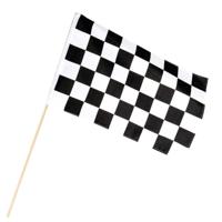 Finish zwaaivlag - wit/zwart geblokt - 30 x 45 cm - polyester - vlag formule 1 - race - finishvlag Finish zwaaivlag - wit/zwart geblokt - 30 x 45 cm - polyester - vlag formule 1 - race - finishvlag