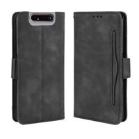 Voor Galaxy A80/A90 portemonnee stijl huid voelen kalf patroon lederen draagtas met aparte kaartsleuf (zwart)