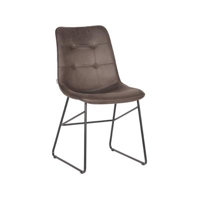LABEL51 Eetkamerstoel Slim - Antraciet - Microfiber - Black Frame