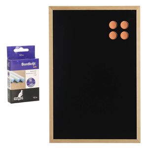 Krijtbord met magneten en 12x krijtjes - 40 x 60 cm - Krijtborden