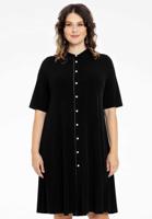 Yoek Blouse-Jurk strass trim | Zwart | Maat 58/60