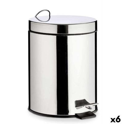 Pedaalemmer Berilo Zilverkleurig Roestvrij staal Plastic 3 L (6 Stuks)