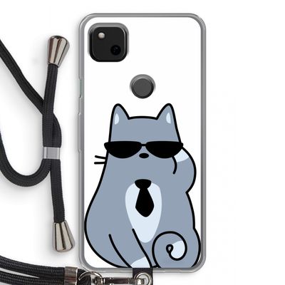 Cool cat: Pixel 4a Transparant Hoesje met koord