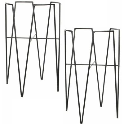 Mica Decorations - Set van 2x stuks - bloempot plantenpot standaard verhoger - zwart - D30 x H50 cm