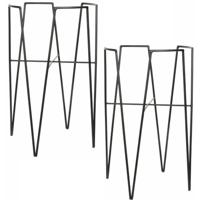 Mica Decorations - Set van 2x stuks - bloempot plantenpot standaard verhoger - zwart - D30 x H50 cm