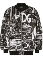 Dolce & Gabbana veste bomber oversize à logo imprimé - Noir - thumbnail