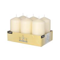 Stompkaarsen/zuilkaarsen set van 6x - creme wit - D6 x H12 cm - 24 branduren