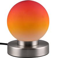 LED Tafellamp - Trion Bolle - E14 Fitting - 1 lichtpunt - Mat Nikkel - Metaal - Oranje Glas