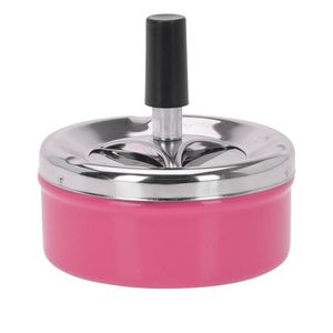 Ronde draaiasbak/drukasbak metaal 10 cm roze voor binnen/buiten - Asbakken