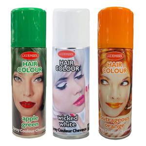 Set van 3x kleuren haarverf/haarspray van 125 ml - Groen, Oranje en Wit