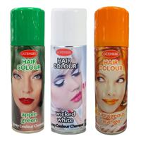 Set van 3x kleuren haarverf/haarspray van 125 ml - Groen, Oranje en Wit - thumbnail