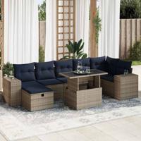 8-delige Loungeset met kussens poly rattan acacia bruin