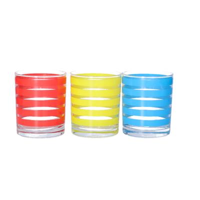 Drinkglazen Colorama - 3x - rood/geel/blauw - glas - 280 ml - gekleurd mix