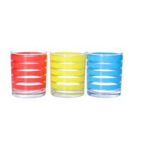 Drinkglazen Colorama - 3x - rood/geel/blauw - glas - 280 ml - gekleurd mix