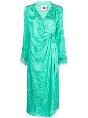 Art Dealer robe mi-longue à détails de plumes - Vert